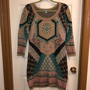 Buttons Francesca’s Boho Chic Sweater Dress Medium